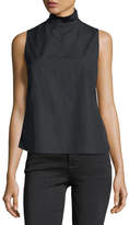 Thumbnail for your product : Frame Ruffled-Neck Button-Back Sleeveless Poplin Shirt