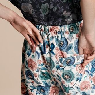 Burberry Watercolour Rose Silk Cotton Pyjama-style Shorts