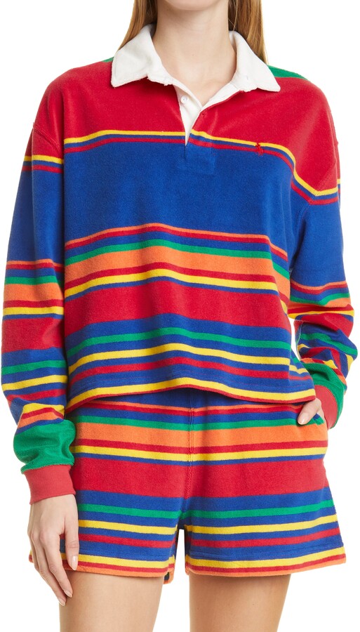 Polo Ralph Lauren Stripe Oversize Terry Rugby Shirt - ShopStyle Long Sleeve  Tops