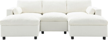 Latitude Run 86.5'' Chenille Sectional With Storage, 5 Seat U Shaped Couch, 2 Ottomans For Apartment, And Chic Storage Pockets, Movable Ottomans, Living Room Luxur