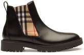 Thumbnail for your product : Burberry Leather Ankle Boots with Check Printed Fabric