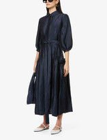 Thumbnail for your product : Gabriela Hearst Cervantes belted recycled-linen and recycled-silk blend maxi dress