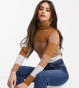 Thumbnail for your product : Brave Soul Petite squarey jumper with banded stripes in skinny rib