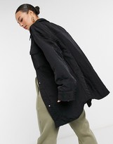 Thumbnail for your product : ASOS DESIGN Tall nylon tech shacket with quilted lining in black