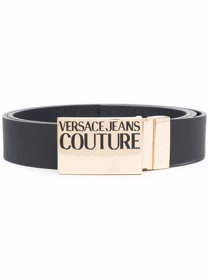 Versace Jeans Couture Logo Plaque Leather Belt - ShopStyle