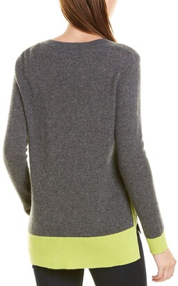 Hannah Rose High-Low Colorblocked Cashmere Sweater