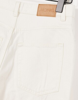 Monki Kyo cotton barrel leg jeans in off white - CREAM