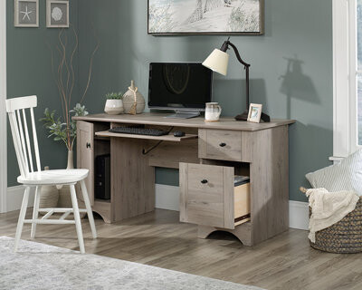Inbox Zero Wood Home Office Desk in Laurel Oak
