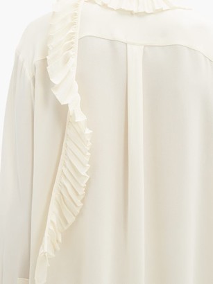 Valentino Pleated Ruffle-trim Silk-crepe Blouse - Ivory
