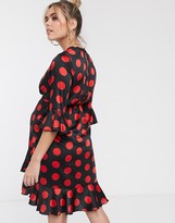 Thumbnail for your product : Blume Maternity wrap front tea dress in spot print