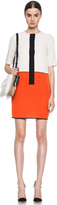 Thumbnail for your product : Victoria Beckham Victoria Color Block Acetate-Blend Tunic in Cream & Tangerine & Navy