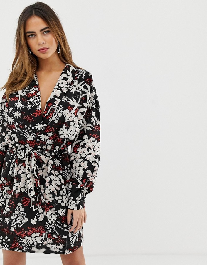 wrap front mini dress