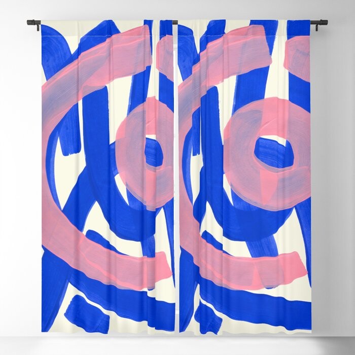 Society6 Tribal Pink Blue Fun Colorful Mid Century Modern Abstract Painting  Shapes Pattern Blackout Curtains - ShopStyle Panels