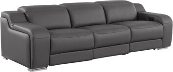 Global United 3-Piece 3-Power Reclining Top Grain Italian Leather Sofa With Power Headrest