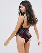 Thumbnail for your product : Motel Floral Frill Swimsuit