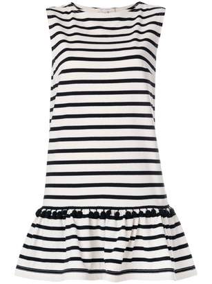 Marc Jacobs Pompom-Embellished Striped Cotton-Jersey Mini Dress