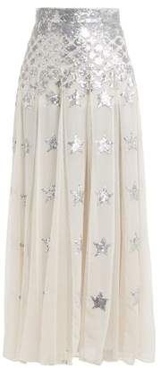 Temperley London Starlet Sequinned Georgette Skirt - Womens - Light Pink