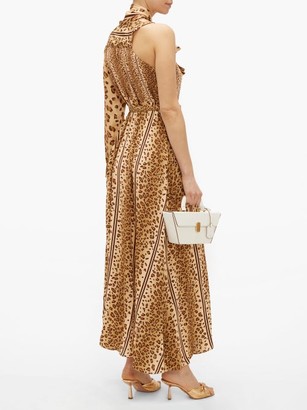 Hillier Bartley Leopard-print Pussy-bow One-shoulder Satin Dress - Animal