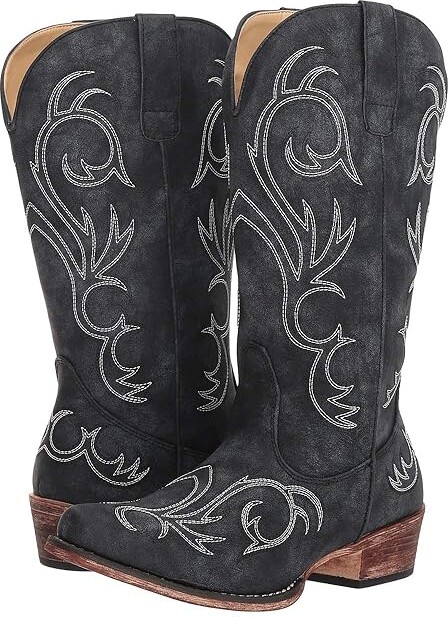 Roper Riley Women's Dress Shoes Black Faux Leather/All Over