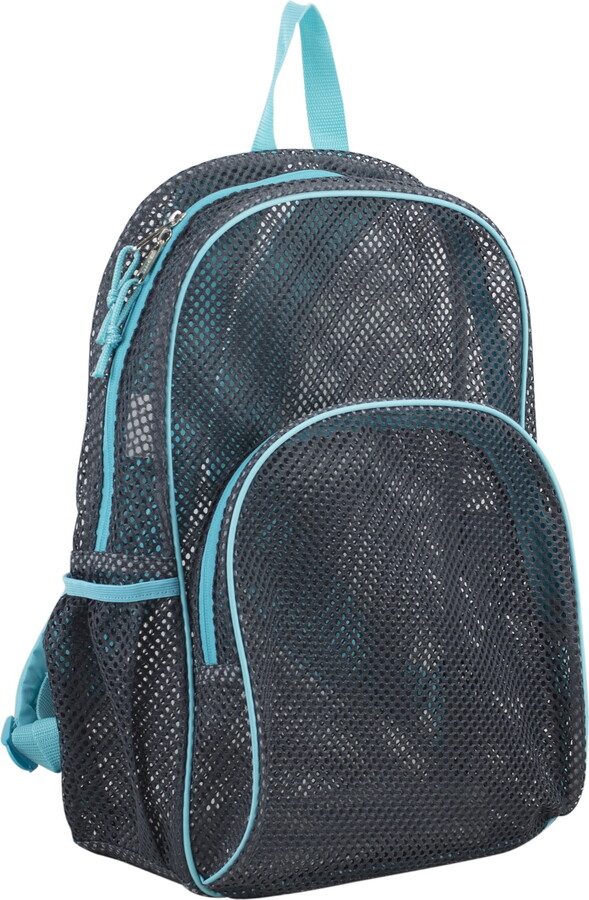 Eastsport Mesh Backpack With Adjustable Padded Shoulder Straps, Graphite/Mint Blue