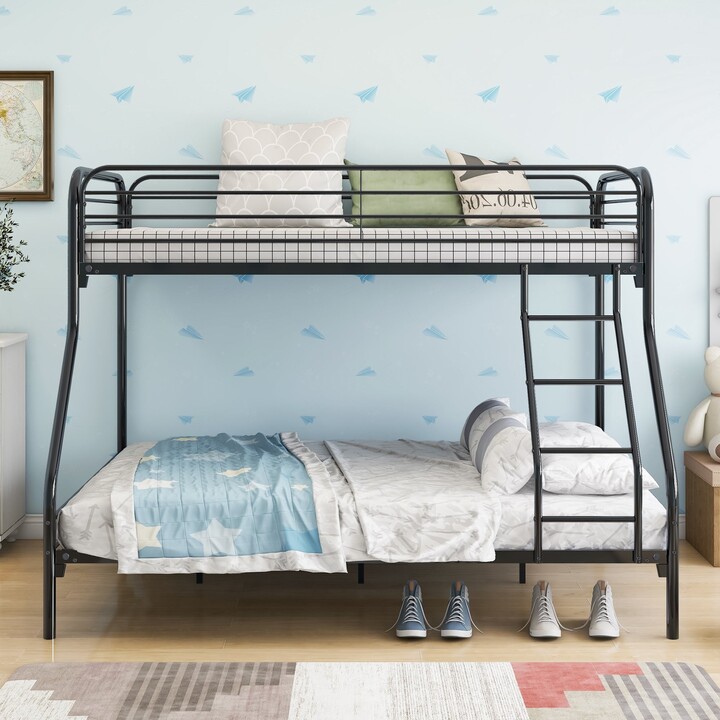 Heavy Duty TwinOverFull Metal Bunk Bed, Easy Assembly with Enhanced