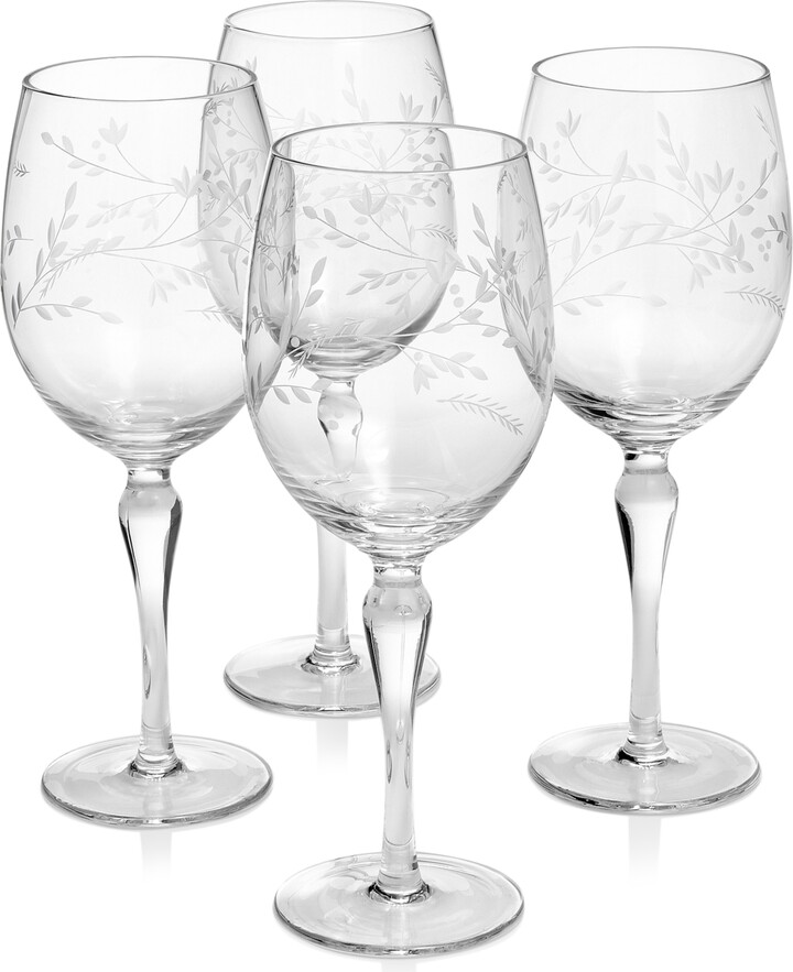 Hotel Collection Gold Floral Etched Stemless Wine Glasses, Set of 4,  Created for Macy's - Macy's