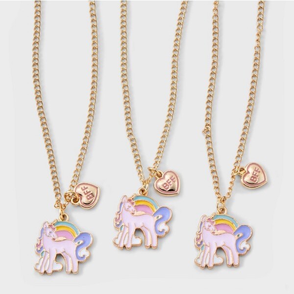 Toddler Girls' Rainbow Unicorn Bracelet And Necklace Set - Cat