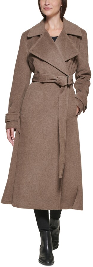 Calvin Klein Petite Belted Wrap Coat - ShopStyle