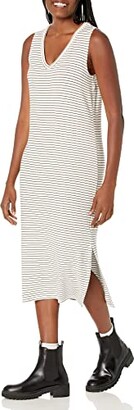 Amazon Essentials Women's Supersoft Terry Relaxed-Fit Sleeveless V-Neck Midi Dress (Previously Daily Ritual)