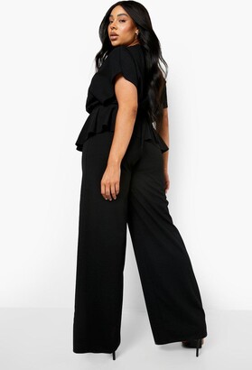 boohoo Plus Peplum Top And Wide Leg Trousers Co-ord - ShopStyle