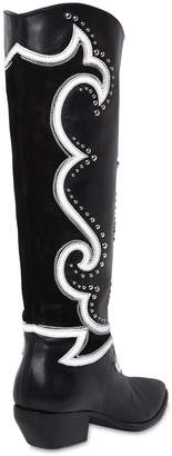 Elena Iachi 40mm Studded Leather Tall Cowboy Boots