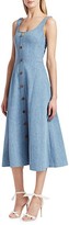 Thumbnail for your product : Adam Lippes Scoopneck Chambray Button-Front Midi Dress