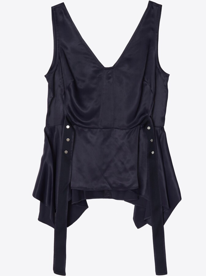 V-Neck Flounce Tank in MIDNIGHT