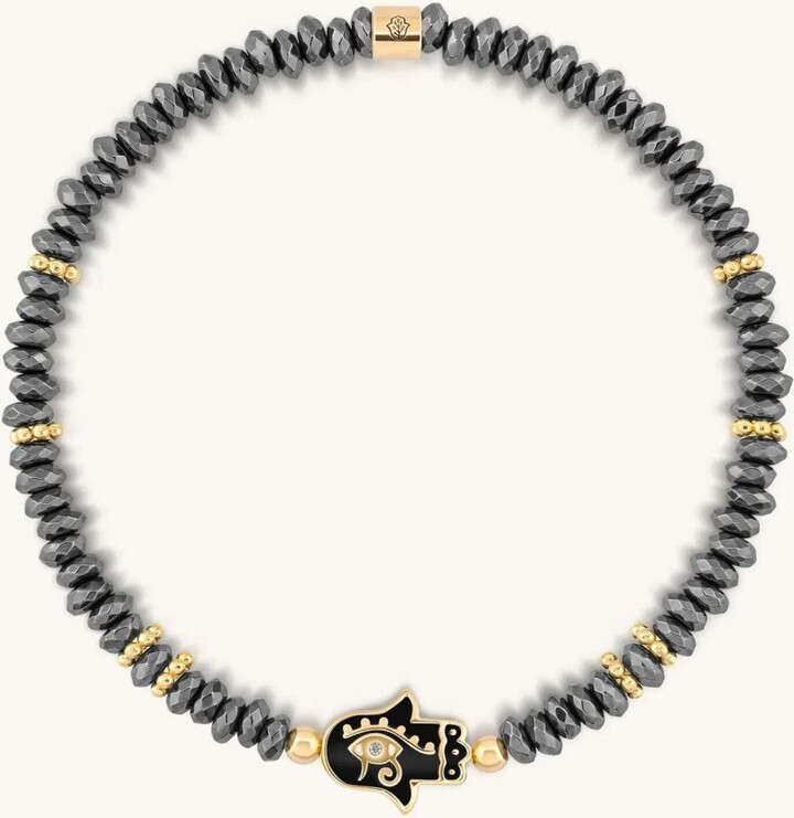 Karma and Luck Intuitive Guardian - Eye of Horus Hamsa Hematite Bracelet - Black/gold