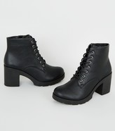 Thumbnail for your product : New Look Leather-Look Lace Up Heeled Boots