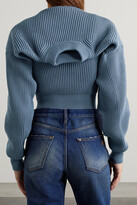 Thumbnail for your product : alexanderwang.t Ribbed Cotton-blend Cardigan - Blue