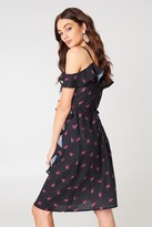 Thumbnail for your product : NA-KD Cold Shoulder Flower Printed Overlap Midi Dress
