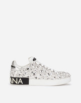 Thumbnail for your product : Dolce & Gabbana Calfskin nappa Portofino sneakers with all-over embroidery