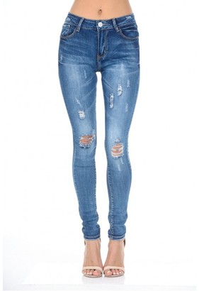AX Paris Blue Distressed Ripped Jeans