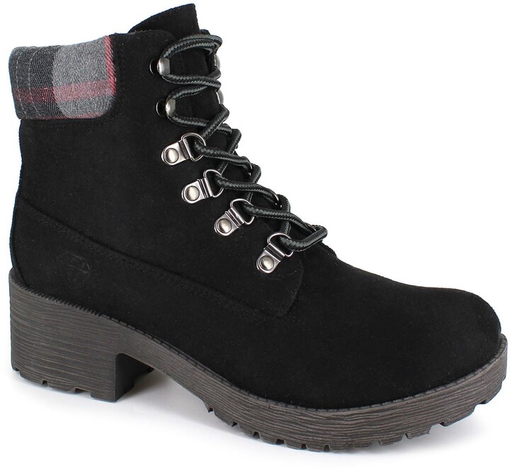 boots with plaid cuff