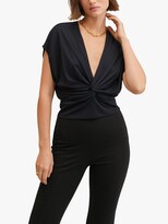 Thumbnail for your product : MANGO Camille Plunge Neck Blouse, Black
