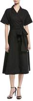 Thumbnail for your product : Escada Short-Sleeve Cotton Poplin Wrap Dress
