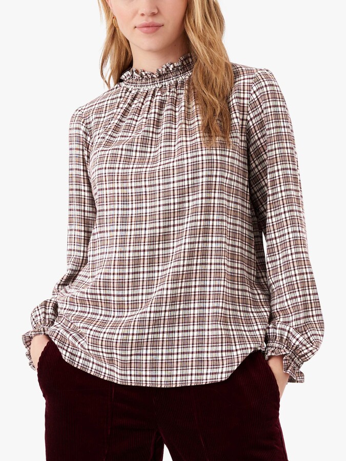 burgundy high neck blouse