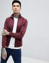 Thumbnail for your product : Farah Lancaster Slim Fit Tricot Zip Through Sweat Jacket in Burgundy