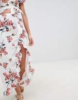 Thumbnail for your product : Glamorous Maxi Skirt With Frill Hem And Split Front In Romantic Floral Co-Ord