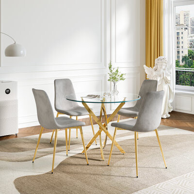 Wrought Studio 5 - Piece Round Glass Top Dining Set (set Of 5)