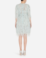 Thumbnail for your product : Dolce & Gabbana Short Lace Dress With Marabou Trim And Rhinestones