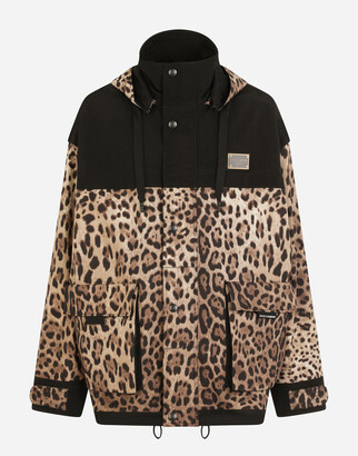 Dolce & Gabbana Mixed-fabric hooded jacket with patch embellishment