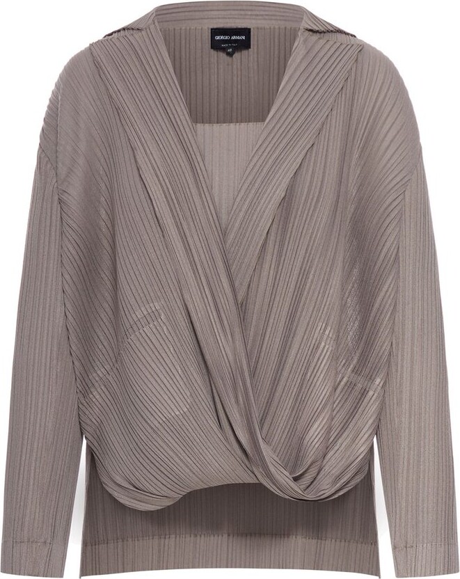Giorgio Armani Pleated Twin-Set Top