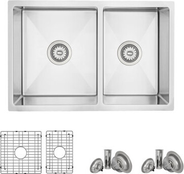 Azuni Veneti Dual Mount 27 inch Stainless Steel Double Bowl Kitchen Sink